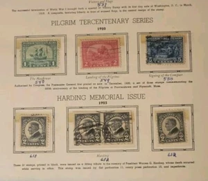 US Scott# 548-550 Pligrim Ter. & 610-612 Harding Mem. Set francobolli usati 1920 e 1923 - Foto 1 di 4