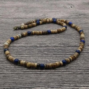 Vintage Tribal Herren Perlen Lapislazuli Kokosnussschale Halskette Surfen Schmuck - Bild 1 von 12