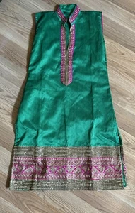 Mohini Boutique Damen V-Ausschnitt Kleid ärmellos Metallic Brokat Borte Mohini Gr. S - Bild 1 von 6