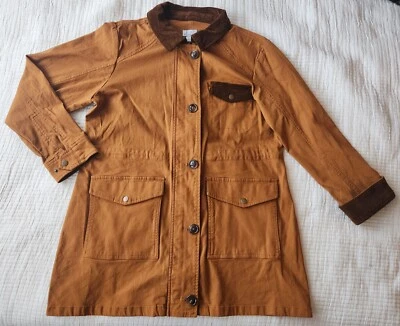Chaqueta de Campo Joan Rivers Borde Pana Clásico Tareas Abrigo Jengibre Marrón Mediano Foto 1 de 4