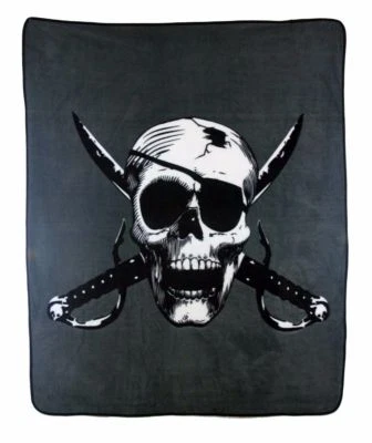 Wholesale ( 6 ) Pirate Skull Cutlass 50x60 Polar Fleece Blanket Throw Plush - Image 1 of 4