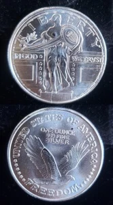 Standing Liberty Quarter Freedom Eagle 1 Troy Oz .999 Fine Silver Round 2492 - Picture 1 of 1