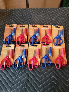 Fiskars Pointed Tip 5" inch (12cm) 4+ Kids School Scissors blue/red 10pk - Picture 1 of 6