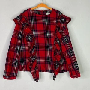 Zara Tartan Plaid Ruffle Top Girl's Size 7 - Picture 1 of 6
