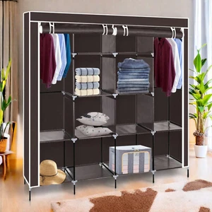 4-Tier Closet Storage Cabinet - Brown, Non-woven Fabric, Side Pockets, High Legs - Picture 1 of 24