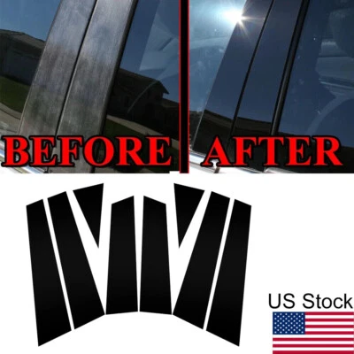 Para Nissan Rogue 14-20 8 Piezas Negro Brillante Puerta Lateral Ventana Pilar Poste Cubierta Borde Foto 1 de 4