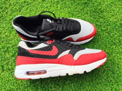 Nike Air Max 1 Ultra Entrenadores 6 Reino Unido Platino Puro Negro Gimnasio Rojo 819476 005 Foto 1 de 4