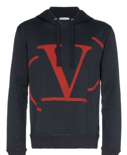 OFFERTA Valentino V LOGO felpa con cappuccio cotone jersey taglia SMALL Navy AUTENTICA