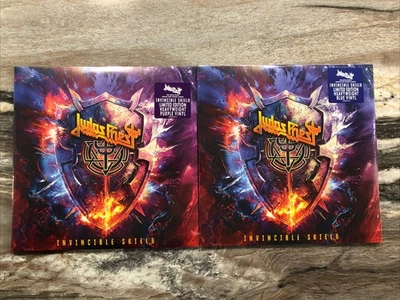 Judas Priest Invincible Shield Limited Editions Purple Blue Vinyl Set New Signed - Image 1 of 4