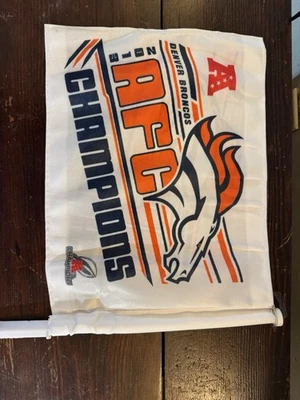 NFL Denver Broncos винтажный двусторонний автомобиль флаг 2013 AFC чемпионов Пейтон Мэннинг! - Изображение 1 из 4