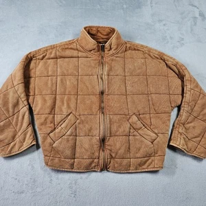 Free People Womens Dolman Quilted Knit Jacket Sz XS Burnt Orange Oversized Boho - Picture 1 of 9