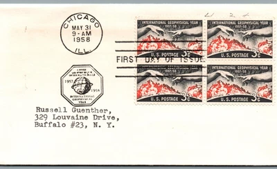 Primer Día Edición 1958-AÑO GEOFÍSICO INTERNACIONAL 1957-58 FRANQUEO EE. UU. 3-pB402 Foto 1 de 4