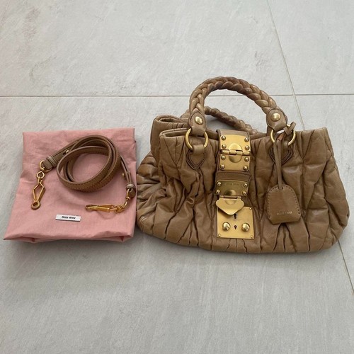 Borsa a mano Miu Miu Matelasse tracolla 2 vie logo pelle USATA originale #S2279