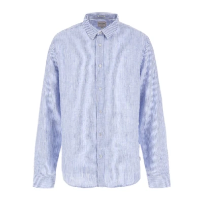 Guess Men's Nautical Stripe Long Sleeve Linen Shirt PN: M3GH29WFA00 - Image 1 of 4