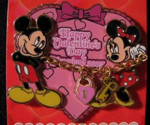 Disney San Valentino 2007 Serratura Chiave Cuore Topolino e Minnie Spilla NUOVA LE - Foto 1 di 1