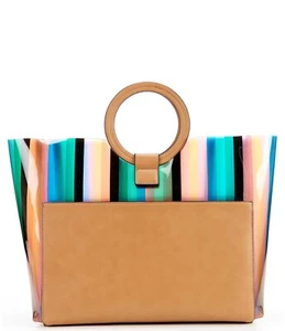 Vince Camuto Large Beach Tote Bag Clea Rainbow Stripe New Summer Purse Handbag - Picture 1 of 22