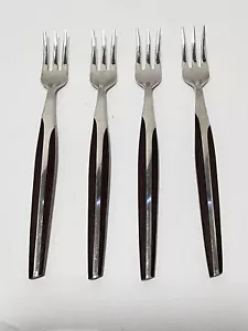 Eldan Vintage MCM Edelstahl braun 4er Set Cocktailgabeln 61/8 - Bild 1 von 3