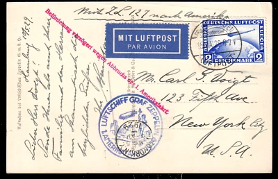 Zeppelin 1929, 1. Amerikafahrt/Abbruch,DR 423 auf Fotokarte 15.5.29, Sieger 26 A - Bild 1 von 2