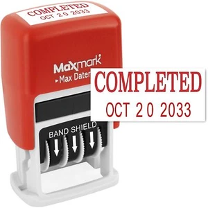 Self-Inking Rubber Date Office Stamp with Completed Phrase & Date - RED Ink M... - Picture 1 of 7