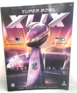 SUPER BOWL XLIX GAME PROGRAM, NEW ENGLAND PATRIOTS VS SEATTLE SEAHAWKS - Picture 1 of 2