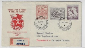 Czechoslovakia Scott #611-613 + 601 cachet FDC to Toronto Canada (jd393) 22-102 - Picture 1 of 3