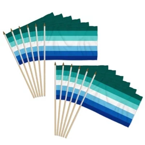 12pc Pack of Gay Male MLM 12x18in Stick Flags for LGBTQ Pride Parades Decor - Picture 1 of 2