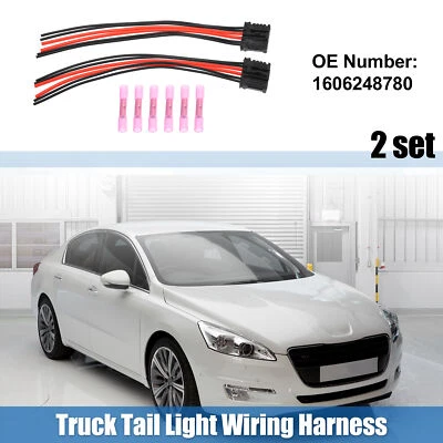 2 Set Car Taillight Wire Harness No.1606248780 for Peugeot 206 207 Black Red Foto 1 de 4
