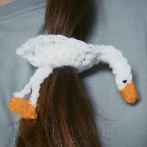 Goose Drawstring Hair Tie - Crochet Hair Accessory - PDF Pattern - Picture 1 of 4