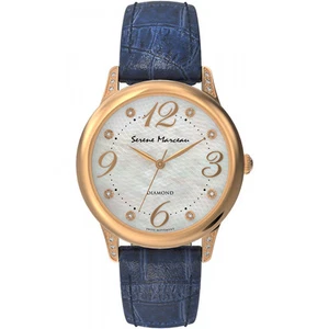 Montre Cuir Femme Avec 12 Diamants 0.058 CT Serene Marceau Diamond S009.10 - Picture 1 of 3