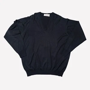 Gran Sasso Men’s V-Neck Wool Silk Cashmere Black Sweater Men’s Size XL / XXL - Imagen 1 de 6
