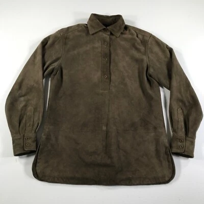 Camisa polo de cuero de cabra faconnable para hombre extra pequeña forrada con cuello marrón Foto 1 de 4