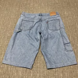 Vintage Levi’s Denim Carpenter Shorts Women’s Size 12 (35x15) Light Blue Skater - Picture 1 of 9
