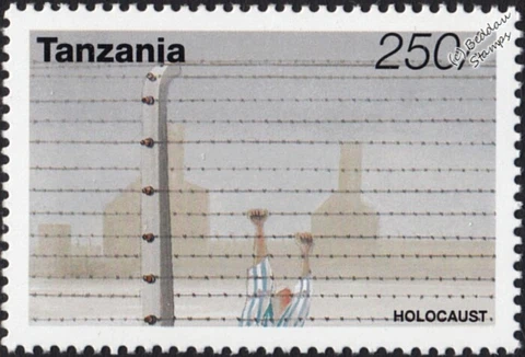 WWII HOLOCAUST Barbed Wire Fence of Concentration Camp Stamp (1995 Tanzania) Cover