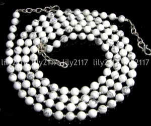 Genuine Natural 6/8/10mm White Howlite Gemstone Round Beads Necklace 18-55'' AAA - Picture 1 of 6