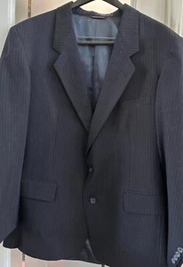 Geoffrey Beene Suit Coat 2 Button Lined Jacket Blazer Navy Pin Stripe 44R - Picture 1 of 6