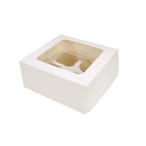 White 4 Cupcake/Muffin Box - 180 x 180 x 77mm - 2 Pack Sizes - Picture 1 of 1
