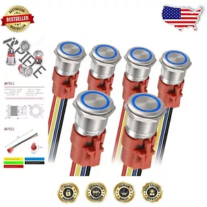 Durable Stainless Steel 19mm Push Button Switch - Latching LED for Auto Mods - Picture 1 of 9