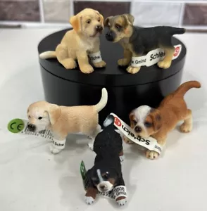 Vintage Lot Of 5 Schleich Dogs Figurines 1998-2005 New Old Stock Tags Puppy Five - Picture 1 of 17
