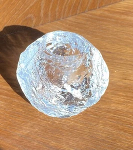 Kosta Boda Clear Glass Snowball Votive Candleholder Textured 3.75”Hx4.5”D Sweden - Picture 1 of 4