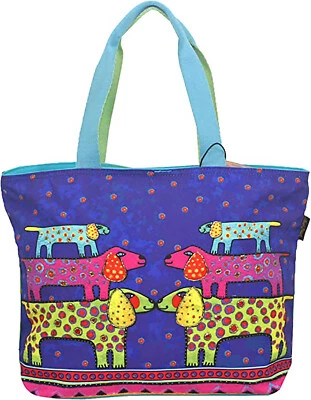 Laurel Burch Canine Family Large Shoulder Tote Bag Handbag Purse, 20” x 5” x 15” - Image 1 of 2