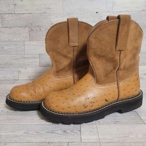 Stivali da cowboy donna Ariat Fatbaby western in pelle marrone stampa struzzo taglia 7 B - Foto 1 di 9