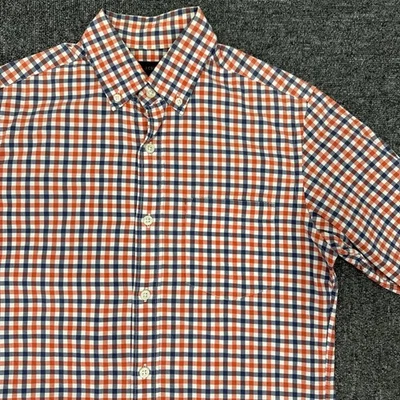 Camisa J.Crew Vintage A Cuadros Abotonada Naranja Azul Marino Blanco Talla S Excelente Foto 1 de 4