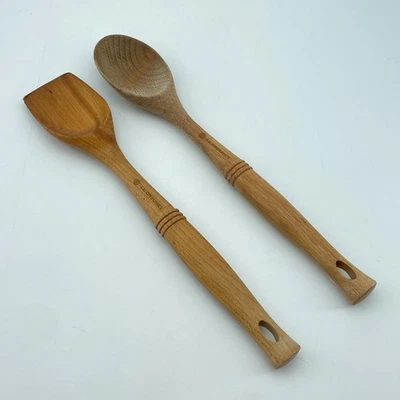 LE CREUSET Wooden Spoon Spatula Set Beechwood 12.5in Rustic Kitchen Utensils - Image 1 of 4