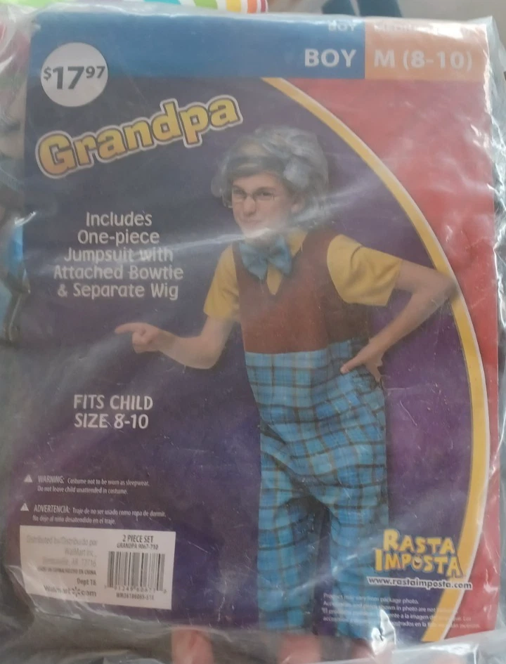 Disfraz de abuelo Rasta Imposta niño anciano con peluca mediana (8-10) Foto 1 de 1