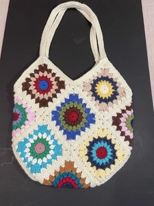 Bolso de Mano Cuadrado Hecho a Mano Boho Vintage Abuela Forrado Hippie - Imagen 1 de 11