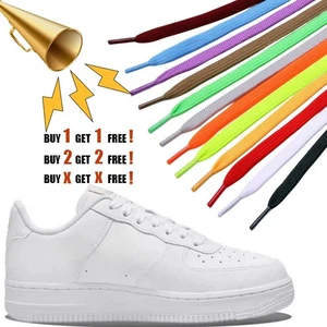 Flat Coloured Shoe Laces Trainer Boot Shoes Short Long Thin New Shoelaces shoes - Picture 1 of 37