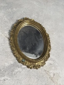 Vintage Small Oval Italian Florentine Miror Florentia 6” Gf2 - Imagen 1 de 11