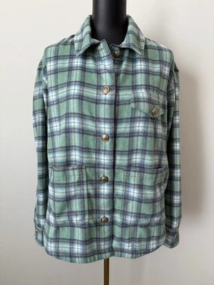 Jaqueta camisa xadrez American Eagle tamanho grande M lã botões dourados nova com etiquetas - Imagem 1 de 4