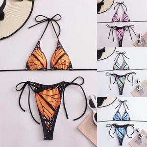 Womens Sexy Bikini Set Butterfly String Thong Bathing Suits Swimwear Beachwear - Picture 1 of 36