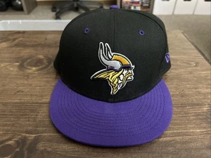 New Era 59FIFTY Low Profile Minnesota Vikings Purple Black Fitted 7 7/8 Hat Cap - Picture 1 of 4